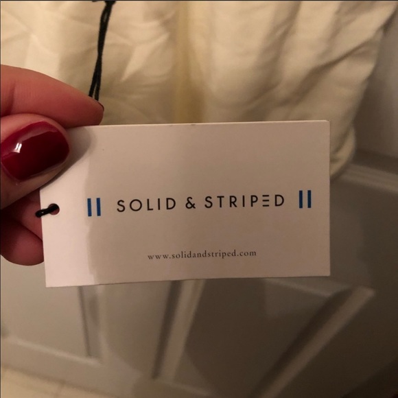 White solid & striped one piece swimsuit - Picture 3 of 7